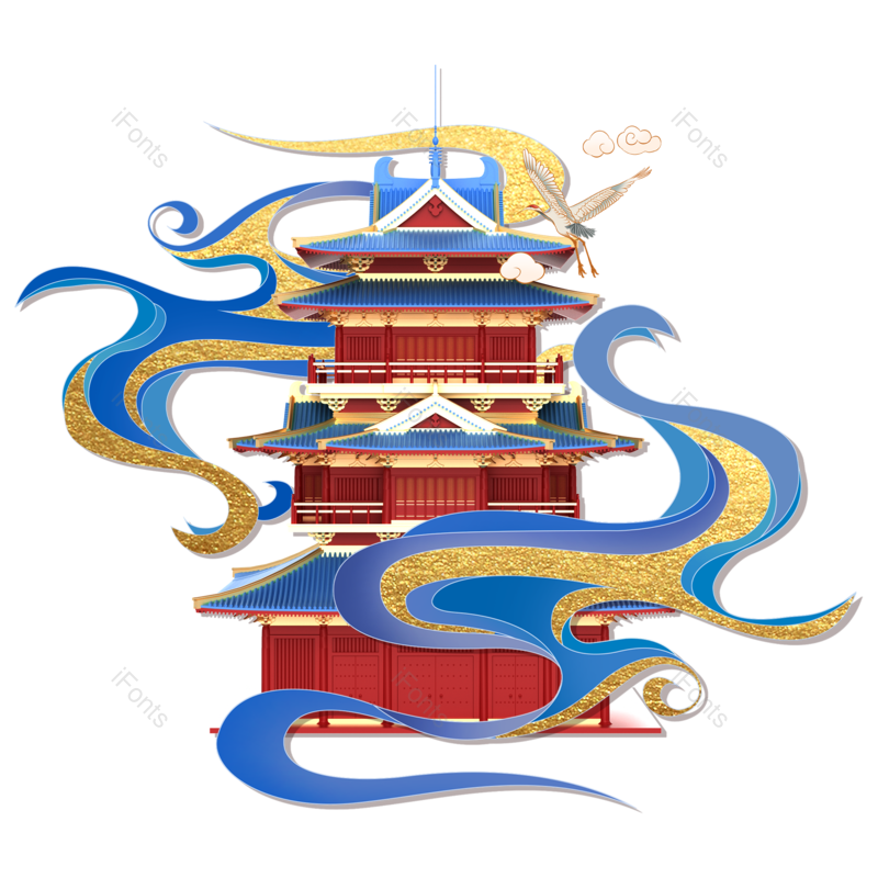 装饰图片,中国风元素,插画PNG,建筑免抠素材